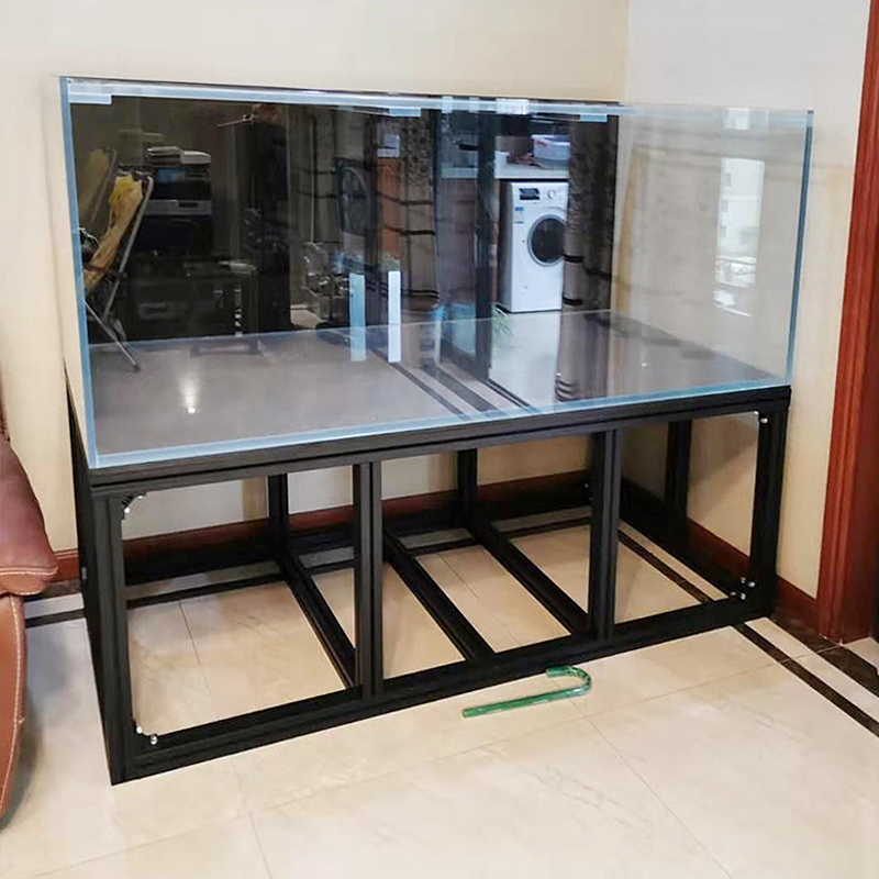 Wholesale large fish tank 1000 gallon fish tank professional customizable glass aquarium black silver acrylic frame