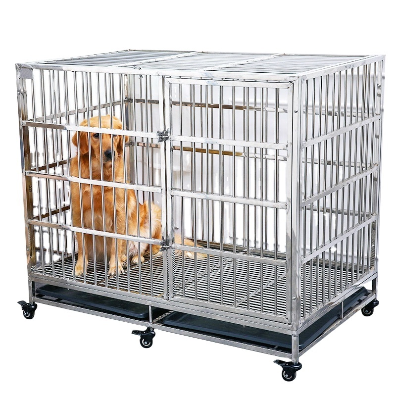 Stainless Steel Metal Design square plush dog cage mesh pet kennel China high quality silver color dog cages metal kennels