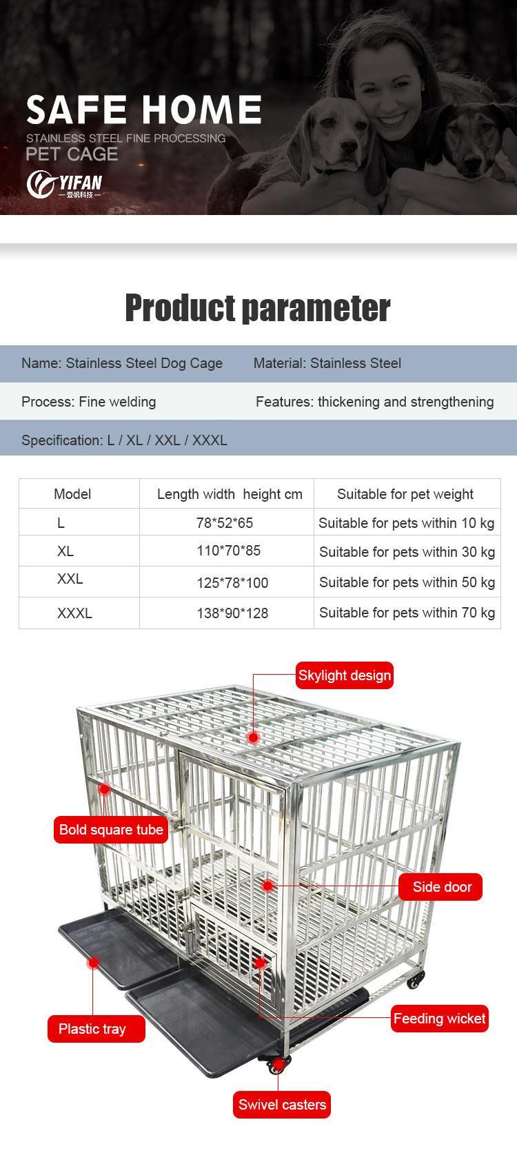 Manufacturer foldable wholesale Aluminium metal large carriers cheap pet dog cage Kennel