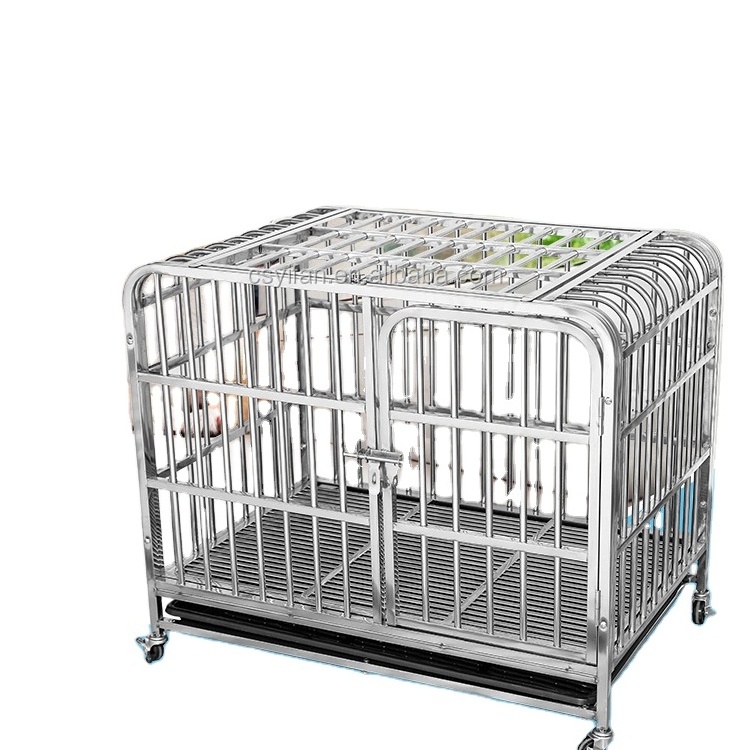 Wholesale High Quality Multiple Sizes Kennel Cheap Metal Foldable Stainless Steel China silver color dog cages metal kennels