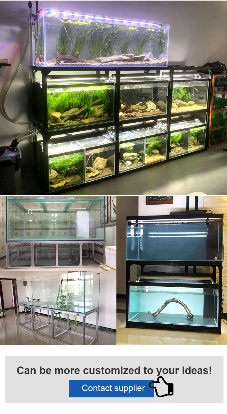 Wholesale large fish tank 1000 gallon fish tank professional customizable glass aquarium black silver acrylic frame