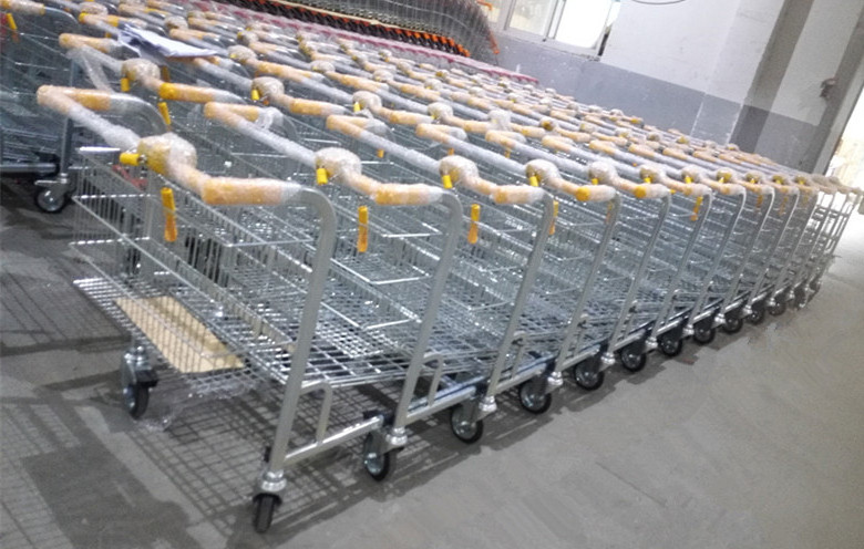 Four wheels warehouse cargo trolley for transporting