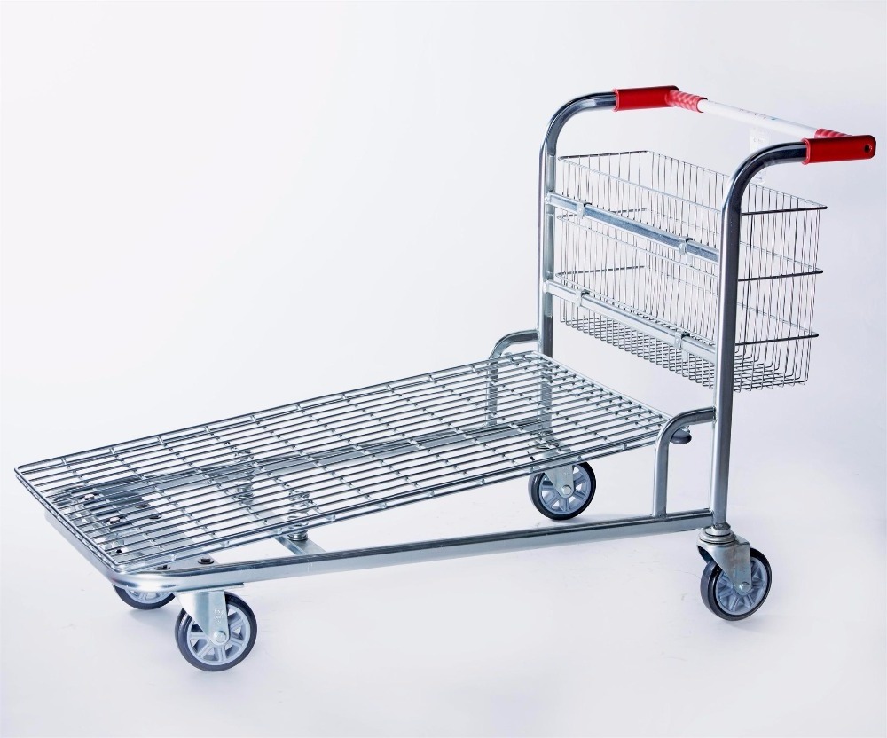 Four wheels warehouse cargo trolley for transporting