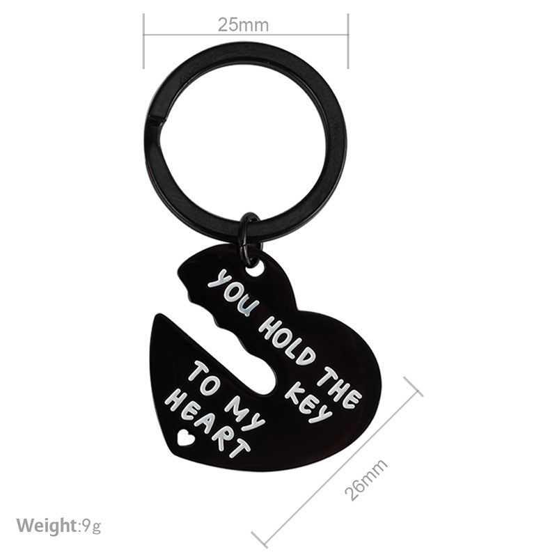 keychain custom Creative jewelry pendant stainless steel key ring lettering arrow through the heart lock and key chain