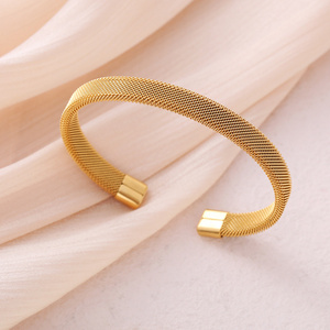 Top Sale Titanium Steel C Shape Mesh Elastic Bracelet Fashion Stainless Steel Bracelet for girl