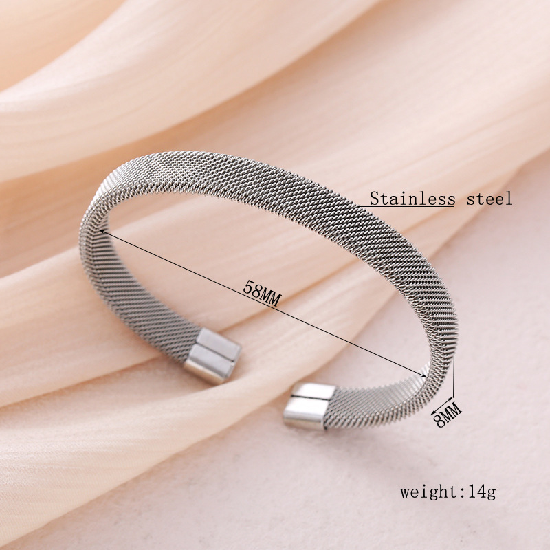 Top Sale Titanium Steel C Shape Mesh Elastic Bracelet Fashion Stainless Steel Bracelet for girl