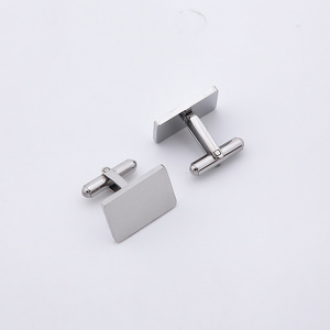 2024 Square stainless steel polished cufflinks titanium steel mirror round cufflinks fashion French men's shirt cufflinks