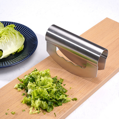 USSE Salad Chopper - Stainless Steel Rocker Knife for Lettuce and  Vegetables with Blade Covers