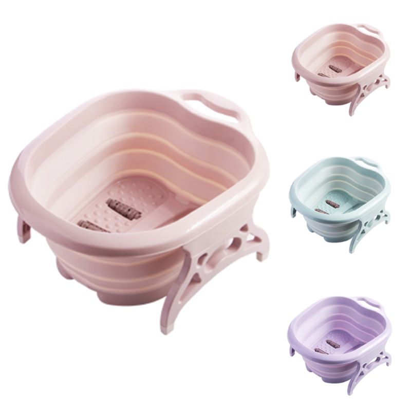 Collapsible Foot Wash Basin Foot SPA Soaking Tub Pedicure Bucket Feet Bath Massager, Collapsible Foot Tub