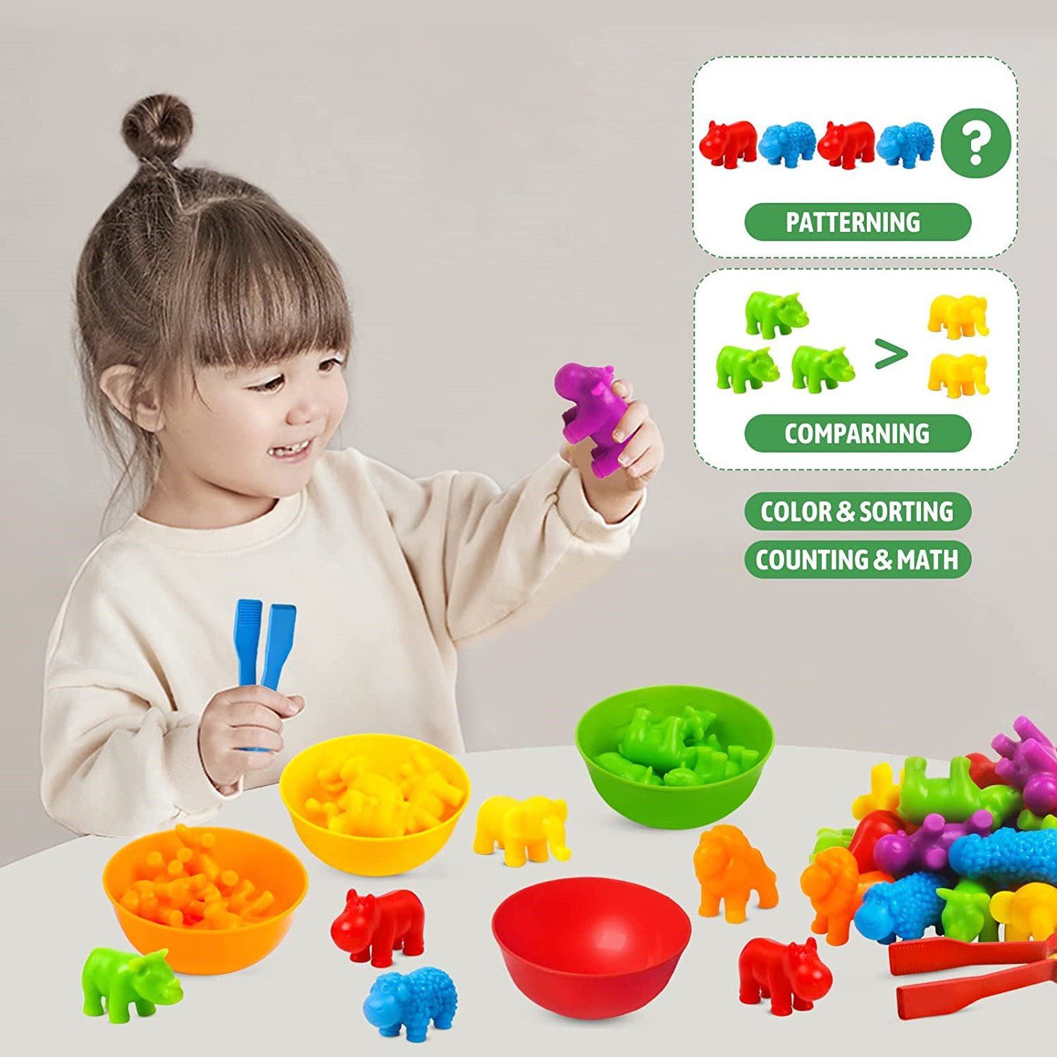 Counting Animals Toys Matching Game Preschool Learning Educational Activities Toys Color Classification Montessori Toys