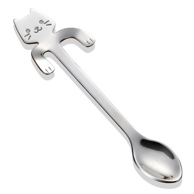 Cute Cat Coffee Spoon Stainless Steel Creative Cat Spoon Teaspoon Dessert Snack Scoop Ice Mini Mug Tea Cup Spoon