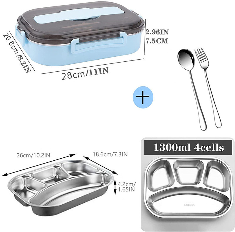 Stainless Steel Lunch Box  Food-Storage Container with 4 Compartments,Stainless Steel Bento Box Dishwasher Safe.Stylish