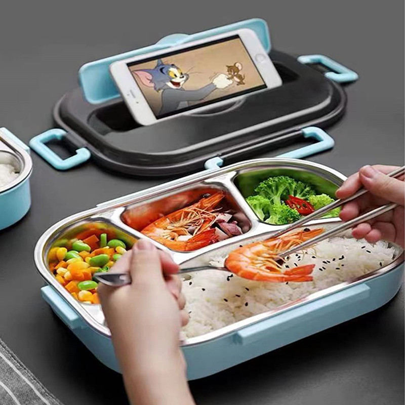 Stainless Steel Lunch Box  Food-Storage Container with 4 Compartments,Stainless Steel Bento Box Dishwasher Safe.Stylish