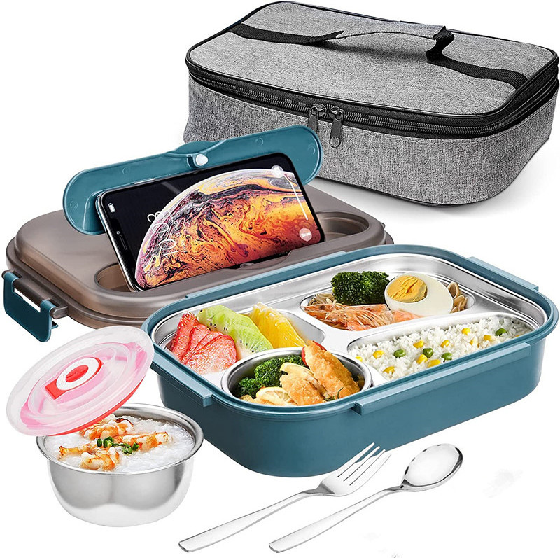 Stainless Steel Lunch Box  Food-Storage Container with 4 Compartments,Stainless Steel Bento Box Dishwasher Safe.Stylish