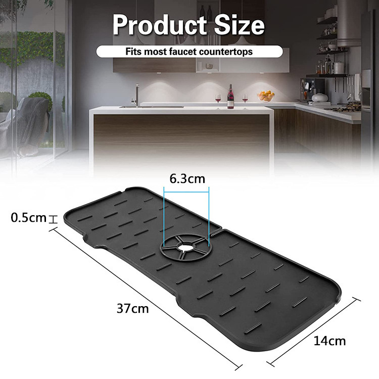 Kitchen Faucet Sink Splash Guard Silicone Faucet Water Catcher Mat for Farmhouse and RV