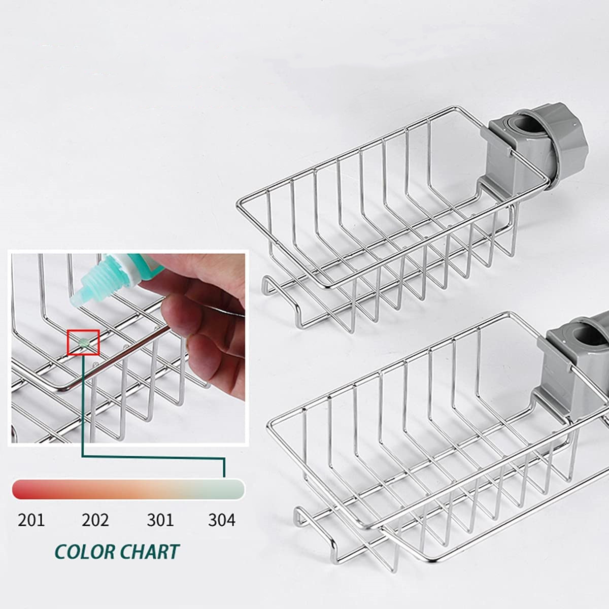 Kitchen Faucet Rack Sponge Holder Sink Caddy Organizer Hanging Caddy Drainer Rack Stainless Steel Storage Rack for Sponge,Soap