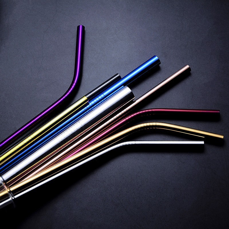 Hot Sale Set of 5 Reusable Stainless Steel Metal Straws Drinking Straw