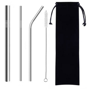 Hot Sale Set of 5 Reusable Stainless Steel Metal Straws Drinking Straw