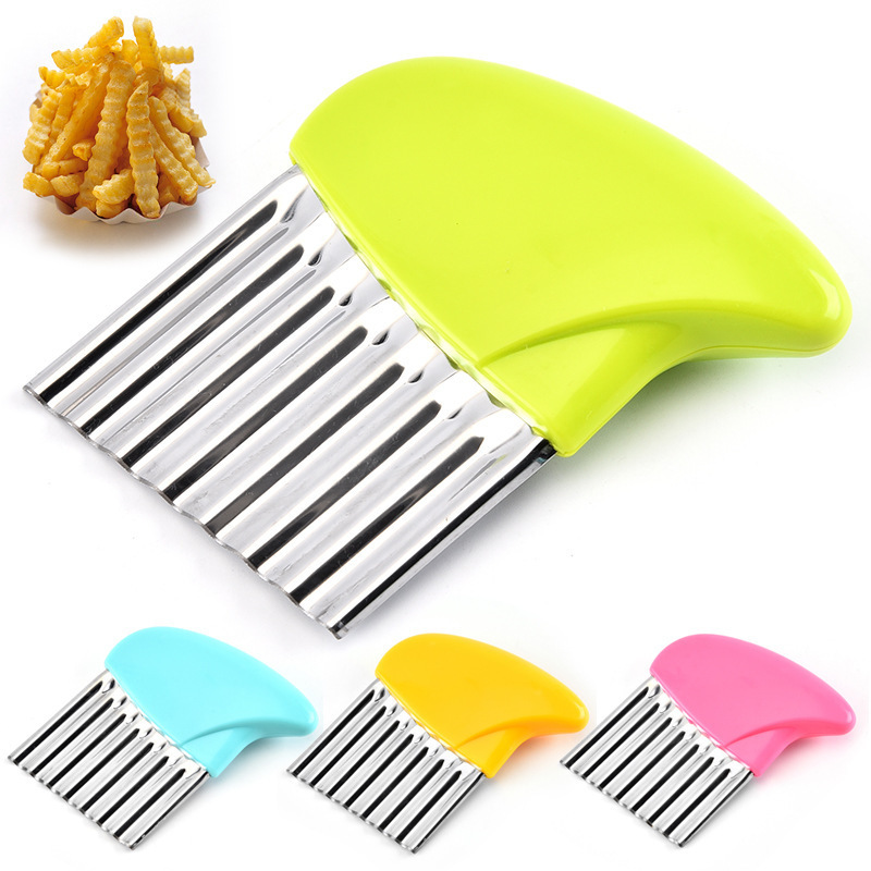 Stainless Steel Crinkle Cutter, Wavy Chopper for Veggies Potato Carrots, Waffle French Fry Slicer