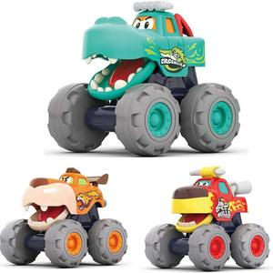 Toy Cars Monster truck Toy Push & Go Crocodile Friction Powered Bull Car Pull Back Leopard Car Big Wheel Animal Toy