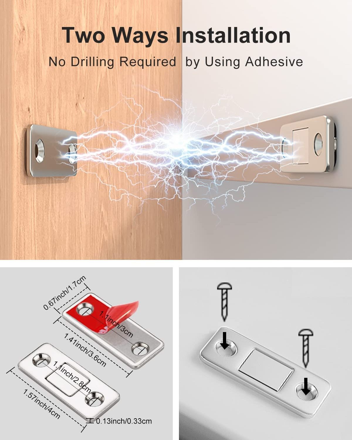 Cabinet Magnetic Catch, Drawer Door Magnets with Strong Adhesive, Cabinet Latch Magnetic Closures for Kitchen Door Closing