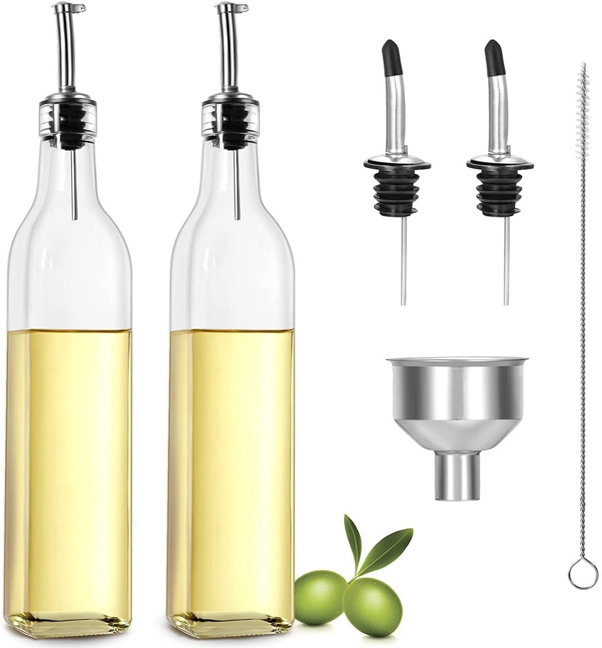 USSE New Arrivals Stainless Steel Dispenser, Weighted Stainless Steel Liquor Bottle Pourers Auto Flip Olive Oil Dispenser Spout