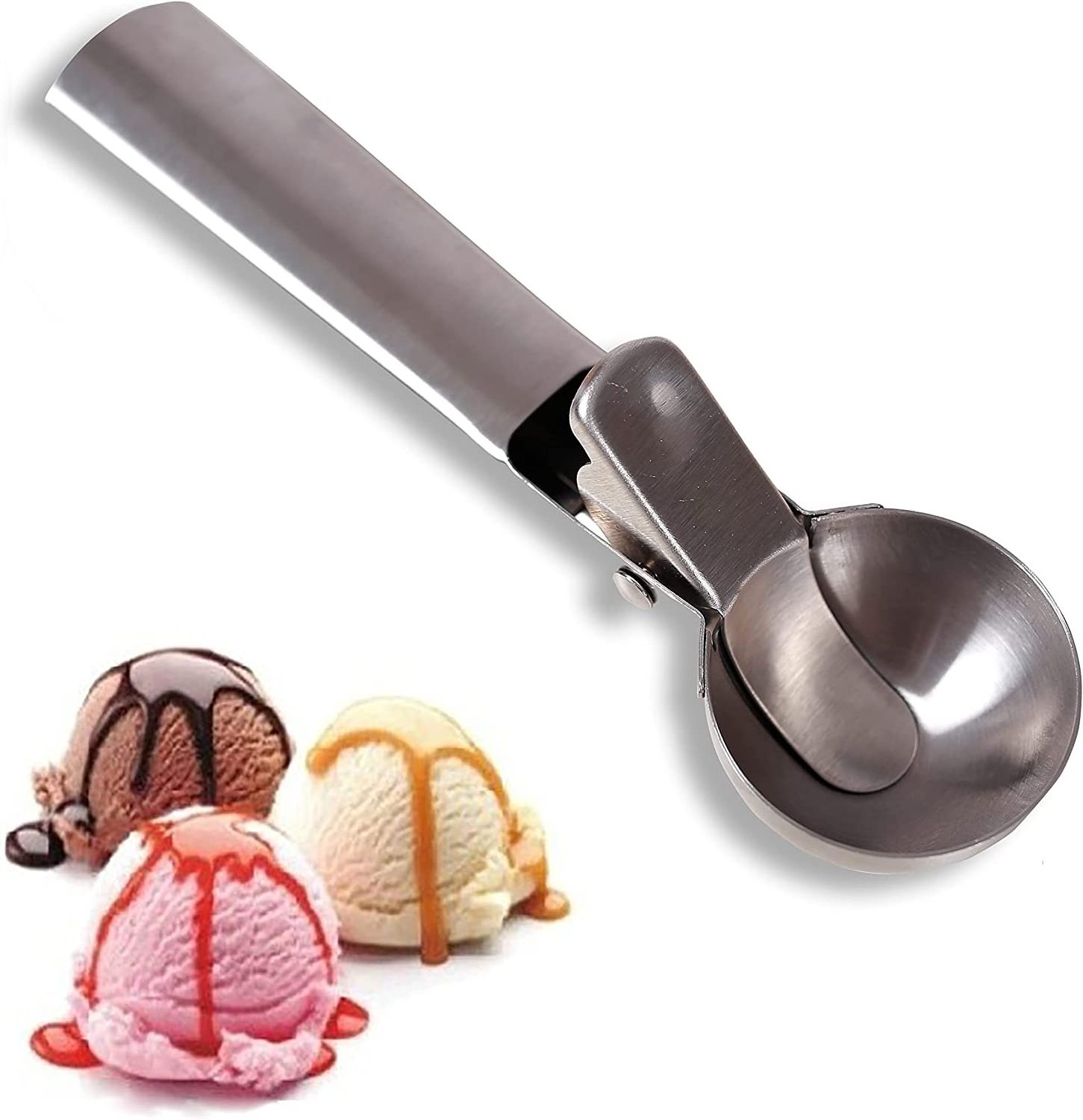 Stainless Steel Ice Cream Scoop Fruits Scoop with Trigger Stainless Steel Fast and Durable Perfect for Frozen Yogurt