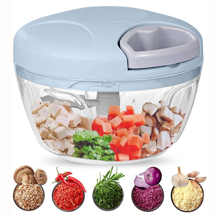 Manual Food Processor Vegetable Chopper,  Portable Hand Pull String Garlic Mincer Onion Cutter