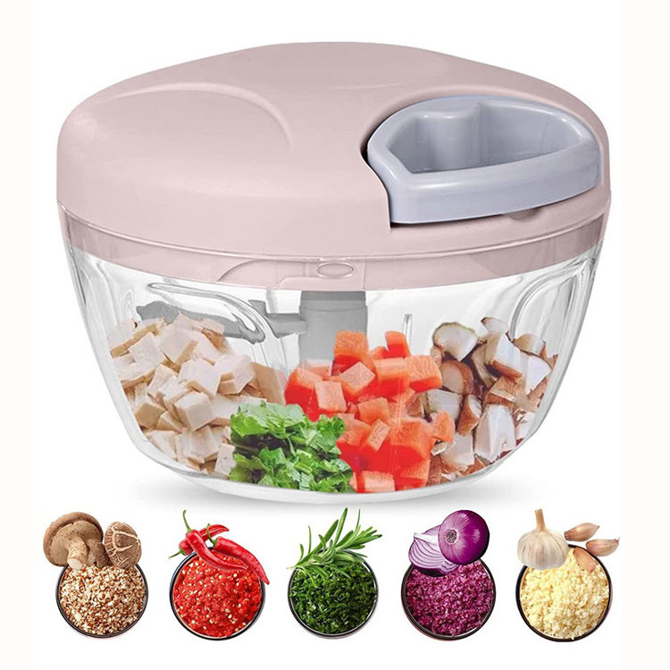 Manual Food Processor Vegetable Chopper,  Portable Hand Pull String Garlic Mincer Onion Cutter