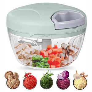 Manual Food Processor Vegetable Chopper,  Portable Hand Pull String Garlic Mincer Onion Cutter