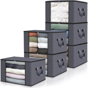 Clothes Storage Foldable Blanket Storage Bags,for Organizing Bedroom,Clothing,Organization and Storage with Lids and Handle