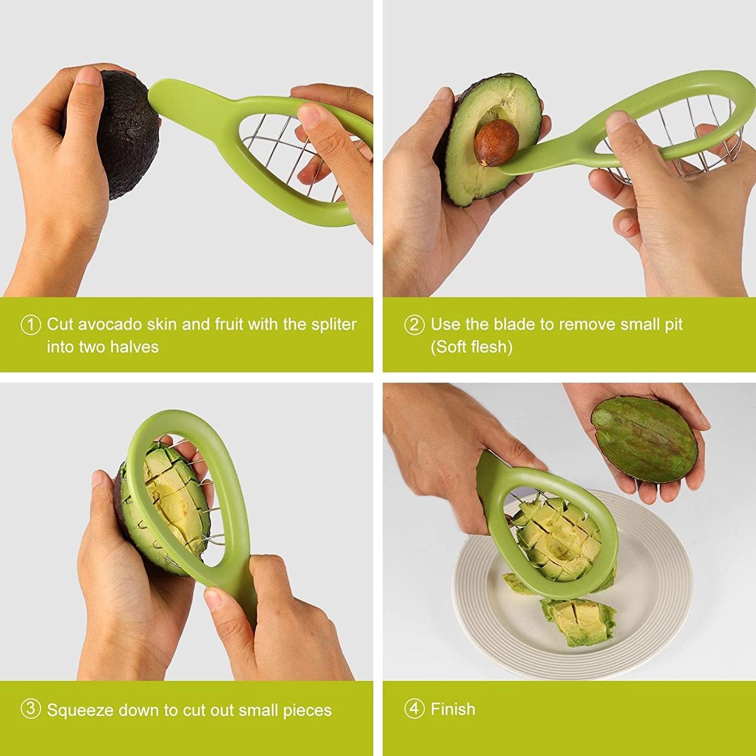 Avocado Cube Maker,  Avocado Stainless Steel Chunks Slicer Cuber and  Dicer Chopper, Kitchen Gadgets for Cutting and Splitting