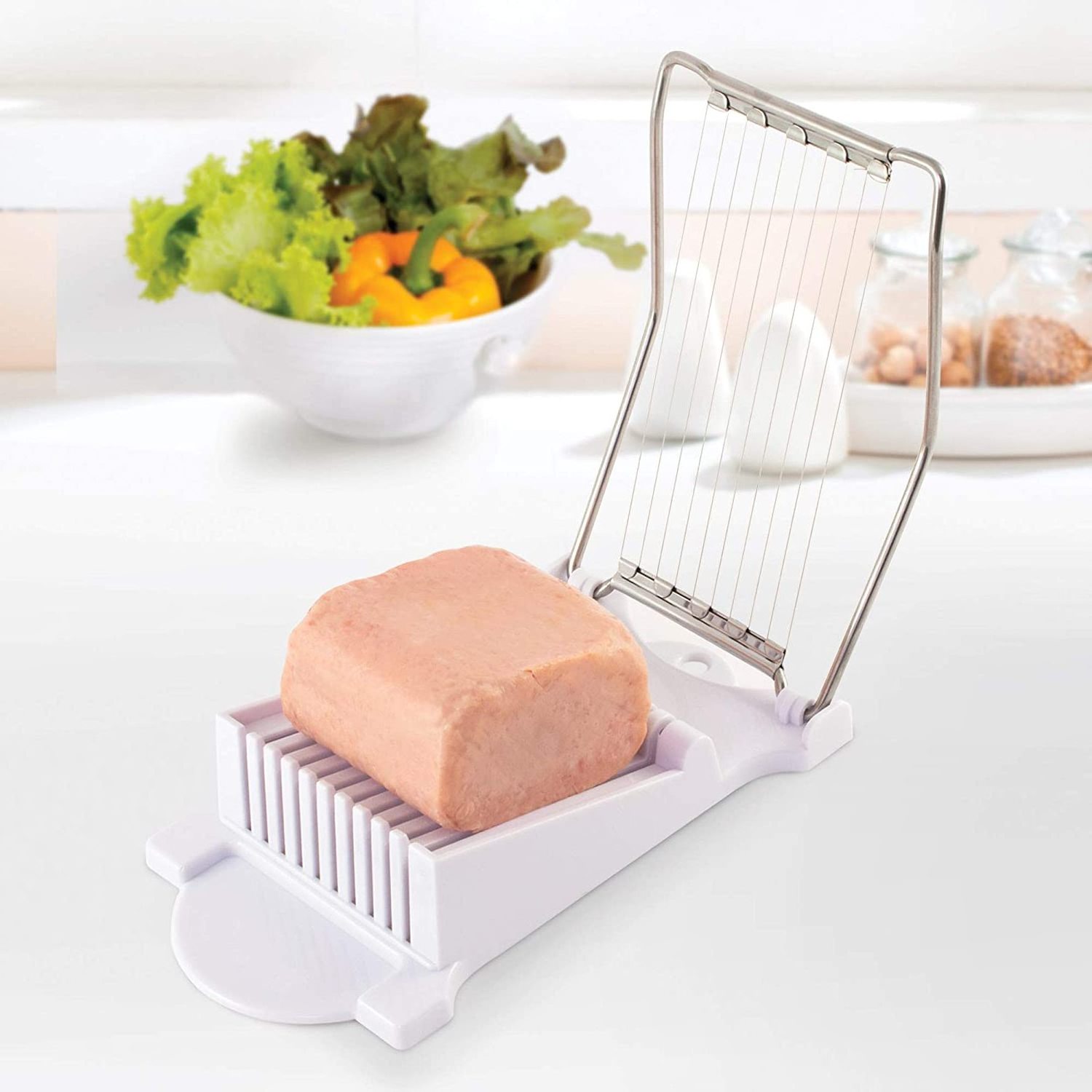 Luncheon Meat Spam Slicer with Stainless Steel Wires, Egg Fruit Slicer Cutting, BPA Free Multi functional Kitchen Cutting Tools