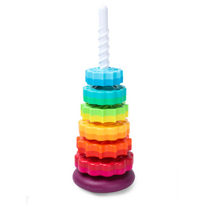 USSE Early childhood education toy rainbow revolving tower ring and toddlers revolving tower toy for 1-2 years old infants