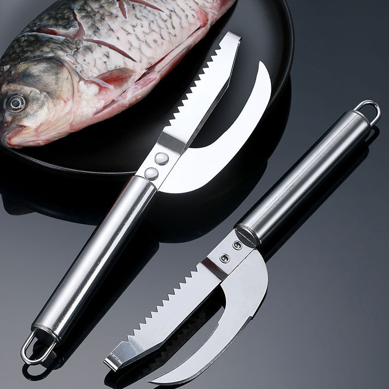 3-in-1 Stainless Steel Fish Maw Knife Cut Scraper,Multifunction Fish Scaler Remover Scraper