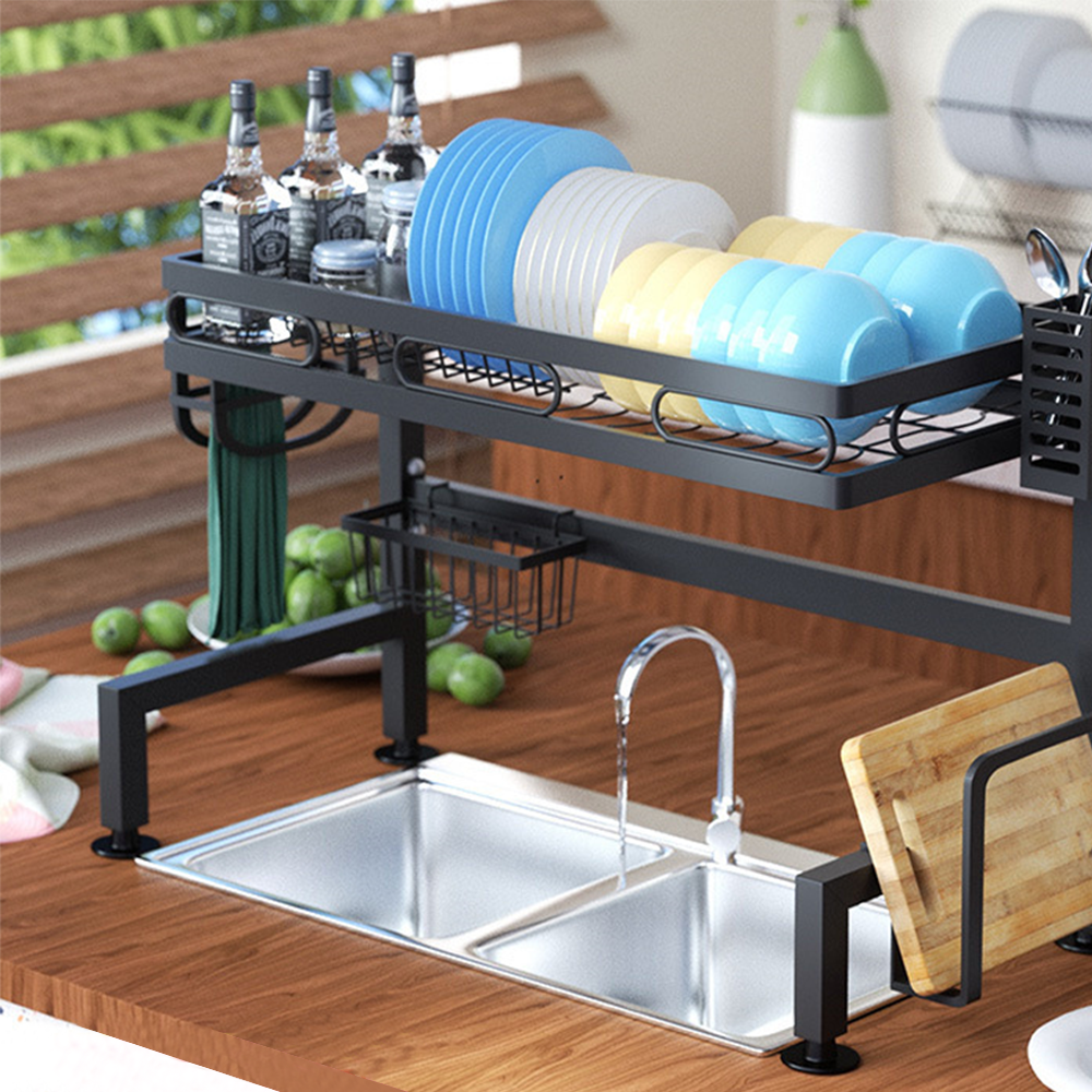 Sink Dish Drying Rack Adjustable Large Dish Drainer for Storage Kitchen Counter Organization Stainless Steel Over Sink Dish Rack