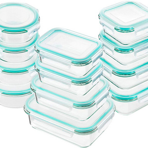 Glass Meal Prep Containers with Lids Glass Food Storage Containers Airtight Lunch Containers lunch box Snap Locking Lids