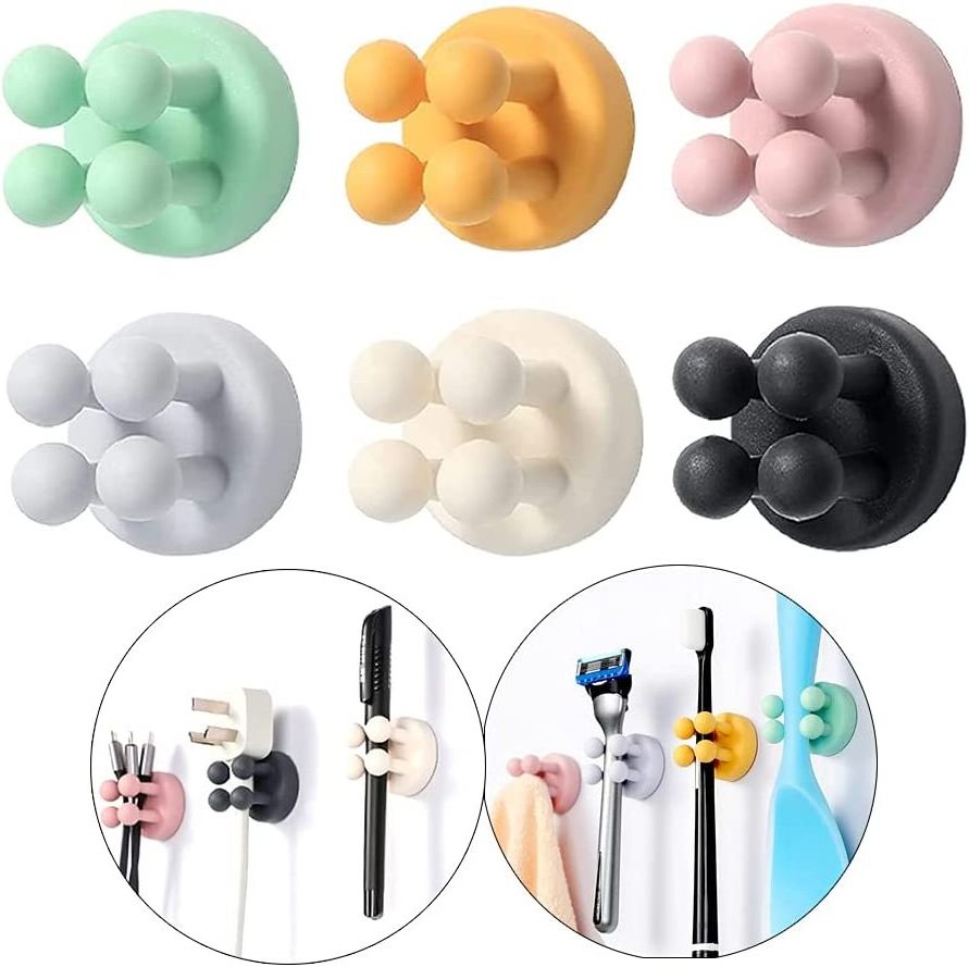 Silicone Wall Hooks,  Waterproof Silicone Self Adhesive Toothbrush Holder, Decoration Hanging Hooks for Kitchen Bathroom