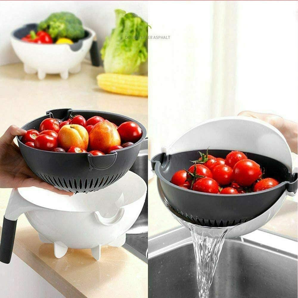 Multifunction Rotate Vegetable Cutter with Drain Basket Vegetable Onion Chopper Veggie Shredder Grater Portable Slicer Kitchen