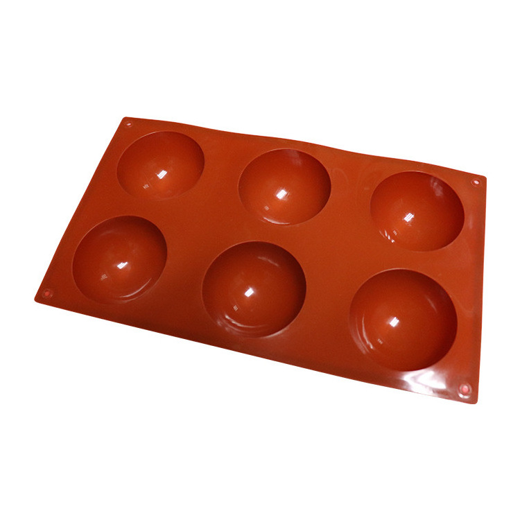 USSE Custom Design Half Sphere Mould Cake Baking, 6 Cavities Nonstick Silicone Cake Mold