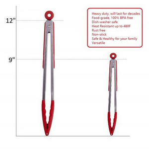 USSE Premium Silicone Kitchen Tongs Stainless Steel with Non-Stick Silicone Tips For Cooking, Serving, Grill, BBQ & Salad