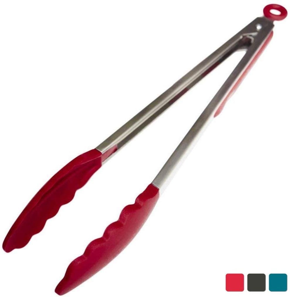 USSE Premium Silicone Kitchen Tongs Stainless Steel with Non-Stick Silicone Tips For Cooking, Serving, Grill, BBQ & Salad