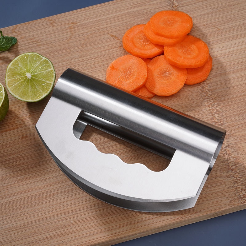 USSE Salad Chopper - Stainless Steel Rocker Knife for Lettuce and  Vegetables with Blade Covers