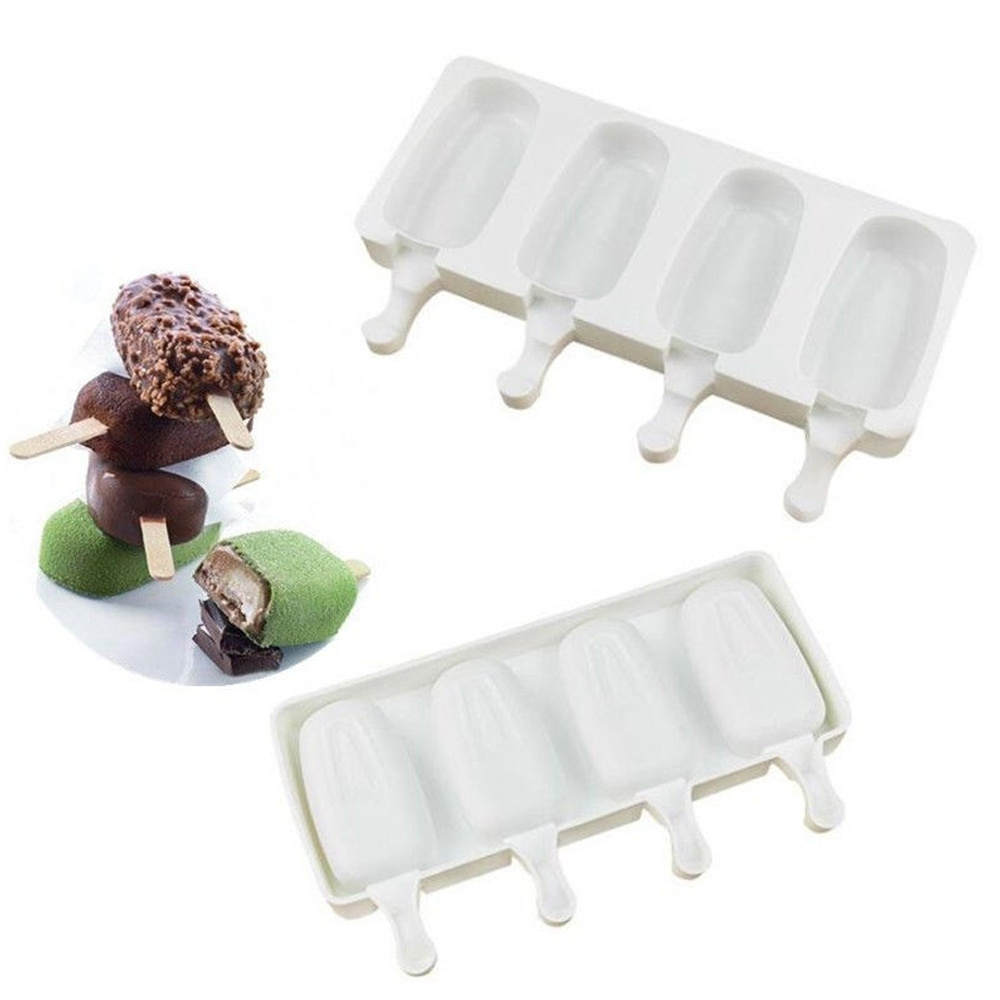 USSE Silicone Ice Mold DIY Homemade Popsicle Molds Freezer Juice 4 Cell Big Size Ice Cube Tray Popsicle Barrel Maker Mould