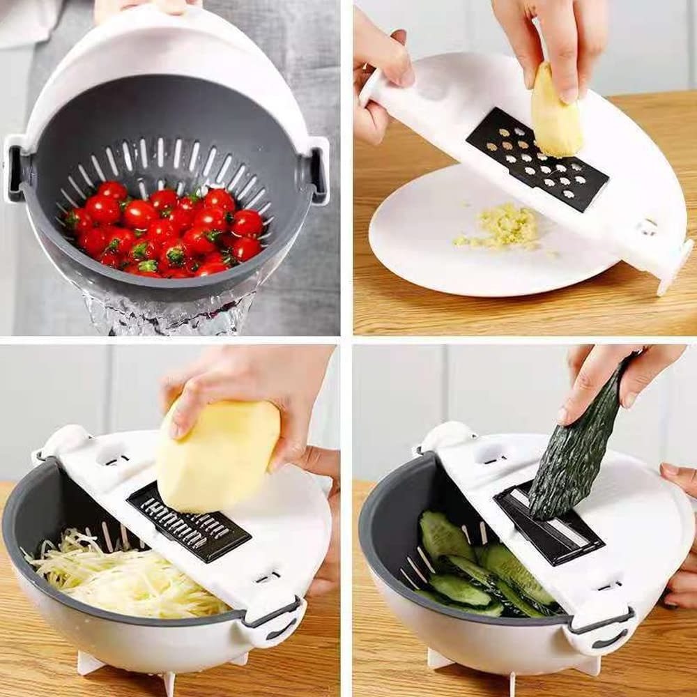 Vegetable Onion Chopper, Food Chopper Fruits Cutter Adjustable Slicer Vegetable Cutter with Drain Rack