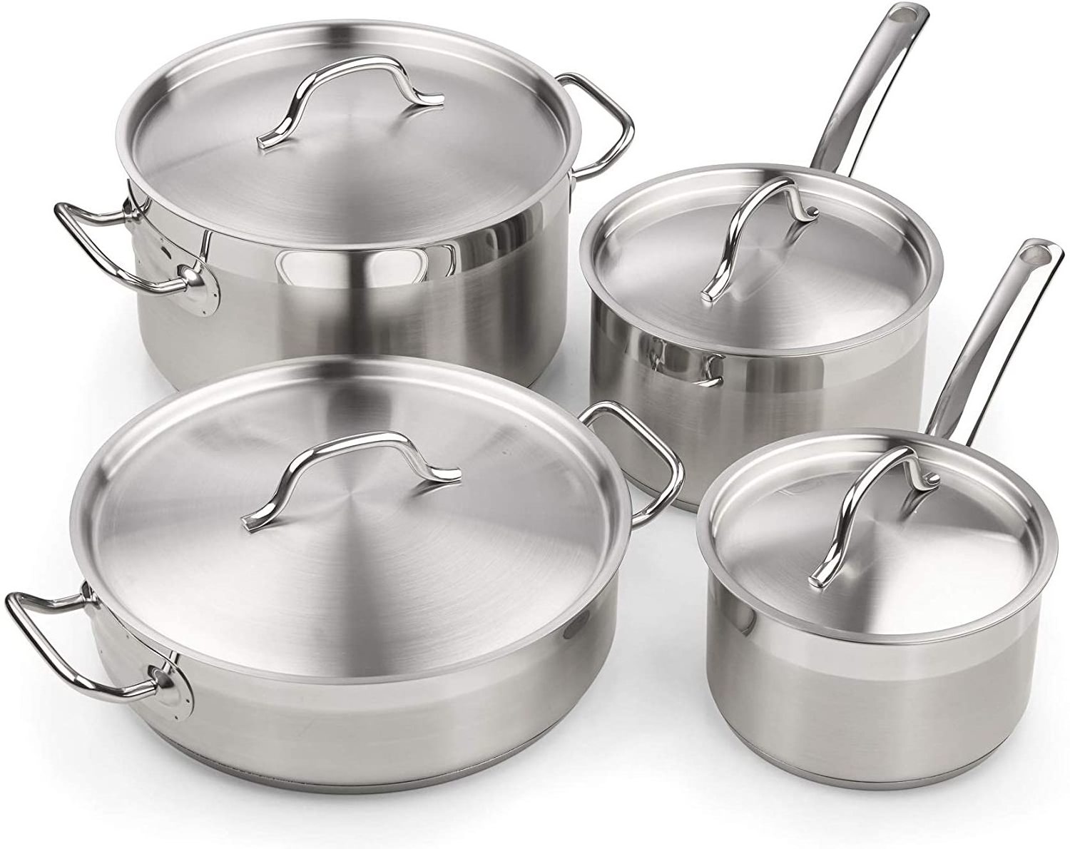 Stainless Steel Pot and pans set, cooking pots Stainless Steel Cookware set,Heats quickly ,Suitable for Stove Kitchen