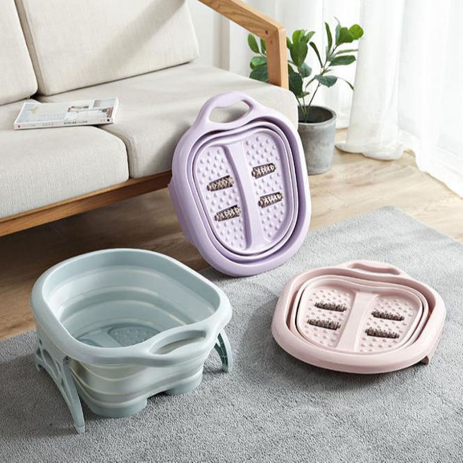 Collapsible Foot Wash Basin Foot SPA Soaking Tub Pedicure Bucket Feet Bath Massager, Collapsible Foot Tub