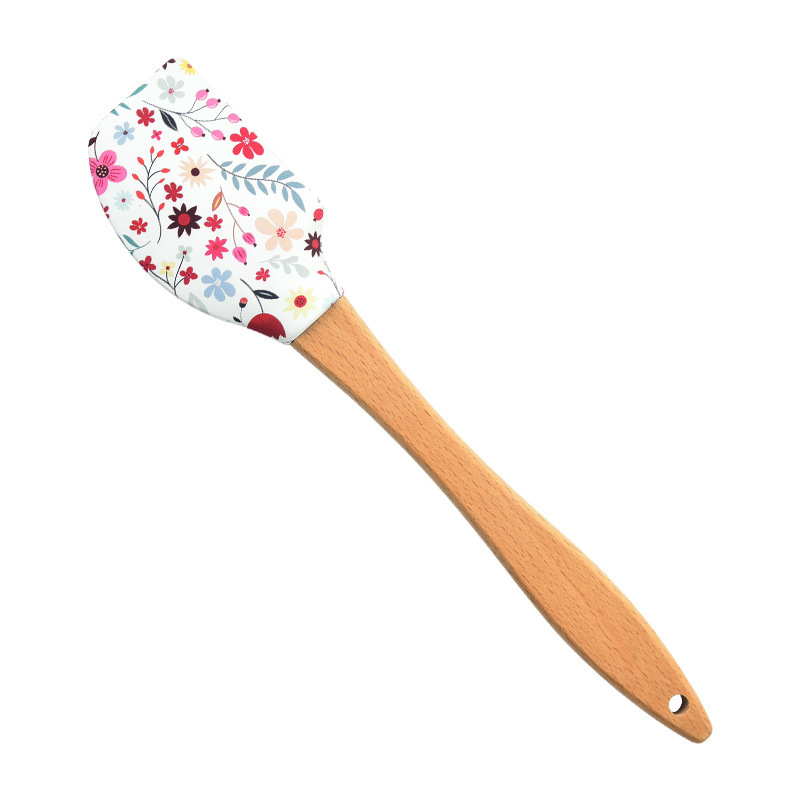 Wholesale 27g Medium Scraper Wooden Handle Cake Spatula Silicone Scraper Baking Tools