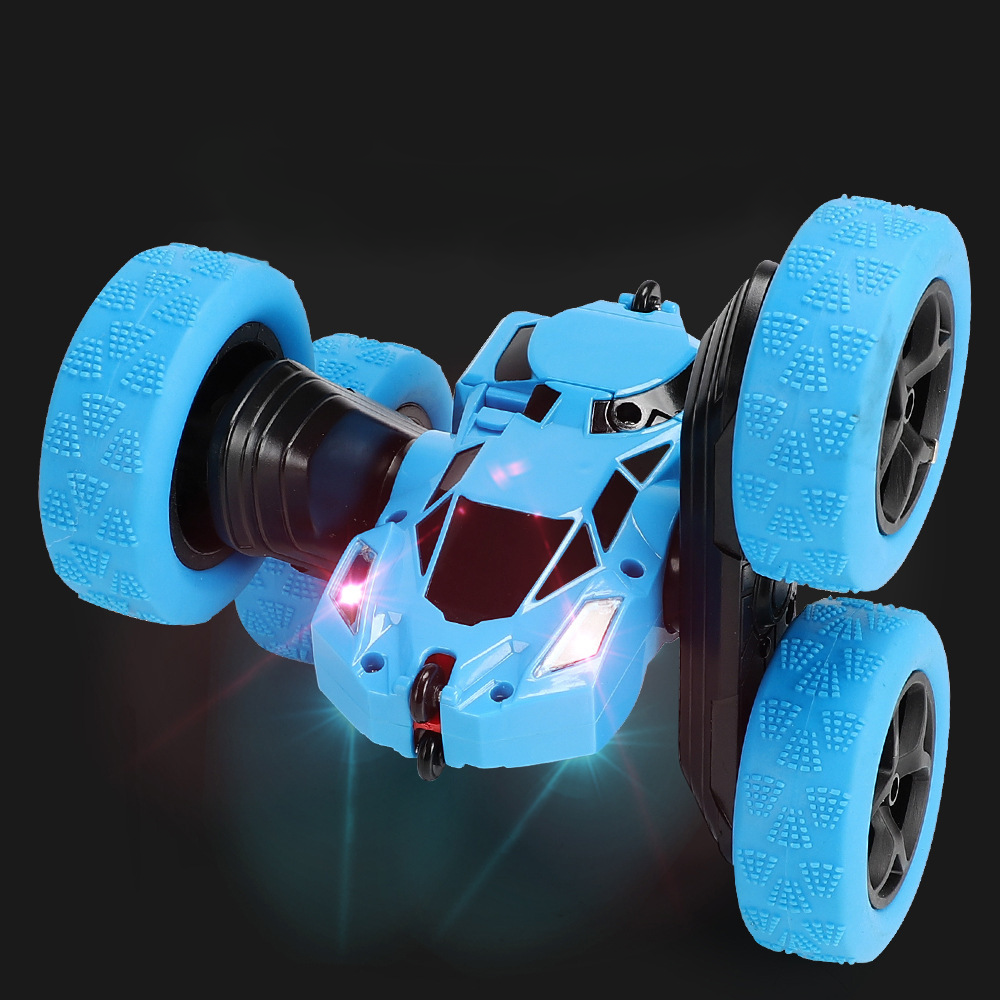 Threeking RC Stunt Cars Remote Control Car with Lights Double-Sided Driving 360-degree Tumbles Rotating Car Toy Gifts Presents