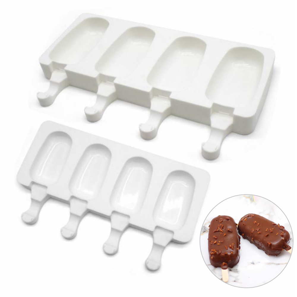 USSE Silicone Ice Mold DIY Homemade Popsicle Molds Freezer Juice 4 Cell Big Size Ice Cube Tray Popsicle Barrel Maker Mould